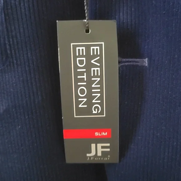 JF J.FERRAR BRAND MENS NAVY BLUE SOFT RIBBED SPORT COAT SIZE 36 REGULAR SLIM FIT